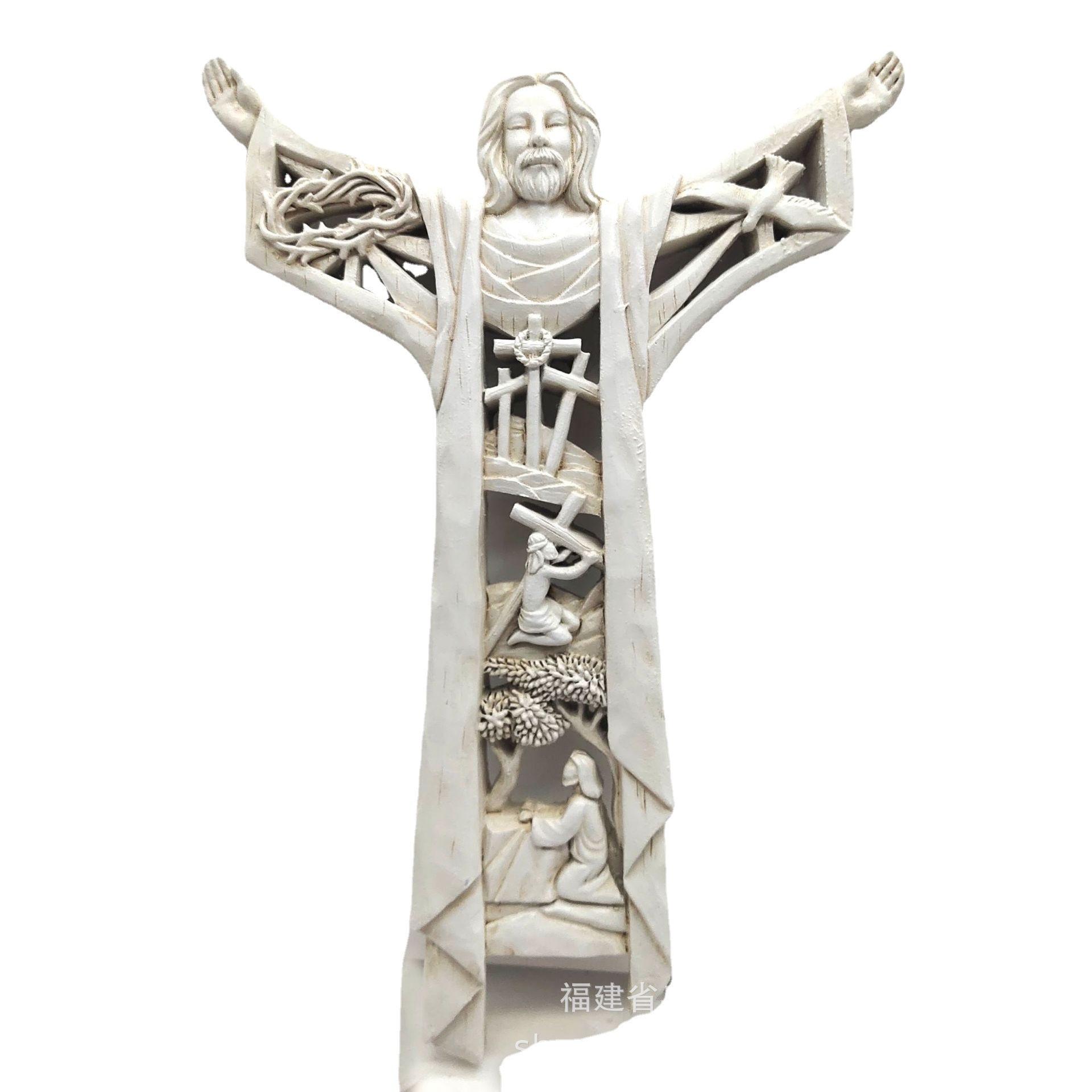 

Resin Craft Creative Cross Pendant Wall Hanging Decor Gift Handmade Statue Ornament 21x14x1.5cm
