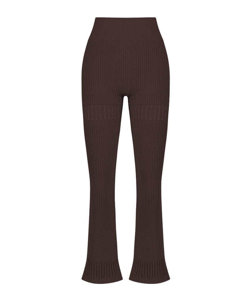 Jyukipeu Cotton Mix Lace Bootcut Rib Pants (3 Colors)