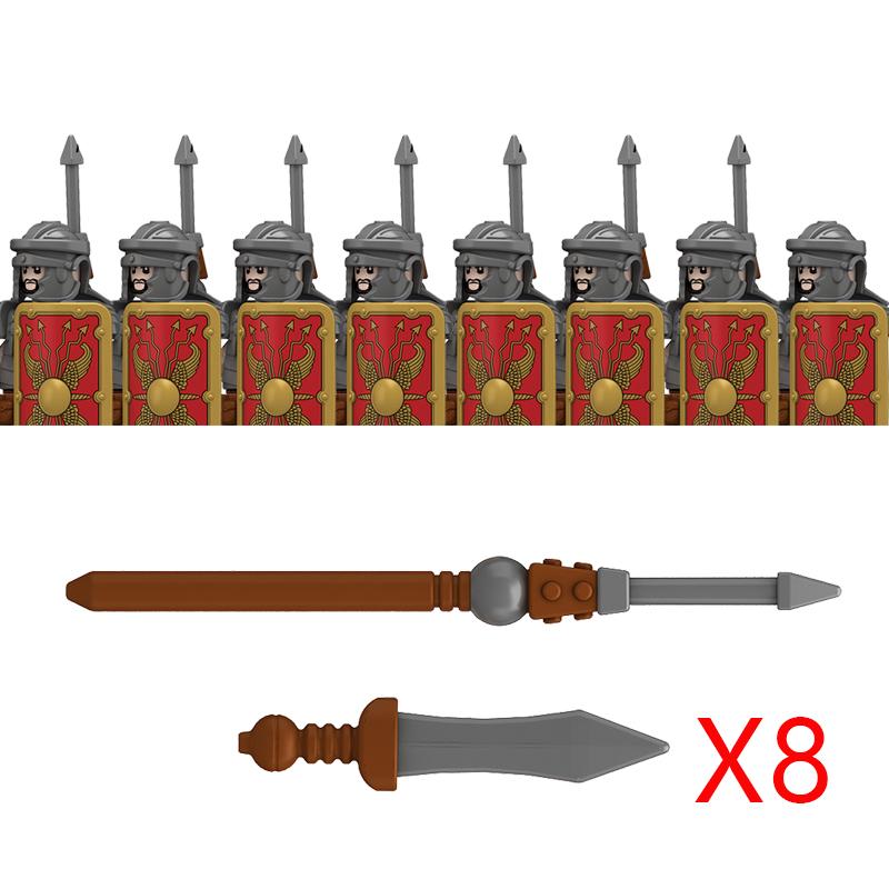 Middle Roman Series Building Blocks Castle Medieval Military Knight Soldier Figures Legion Army Warrior Shield Bricks Toys Gifts
