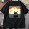 Whimsical Cat Explosion Print TShirt Unisex Women Loose Cotton Funny Short Sleeve T Shirt Cat Lover Tees Unisex Tops Y2k Clothes