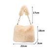 Simple Faux Fur Tote Bucket Bag Metal Chain Crossbody Bag For Women's Daily Casual Use Plush Bag Furry Purse