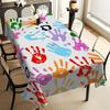 Fun Kids Art Tablecloth,Multicolor Handprint Design,Clean Scalloped Trim, Dirt Resistant for Home Decor Casual Family Gatherings