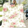 1pc Rose Print Flannel Blanket - Soft Warm Bedspread with Ultrasound Rose Flower, Style Bed Cover Suitable for Sofa, Bed, Camping & Travel - Cozy - Be