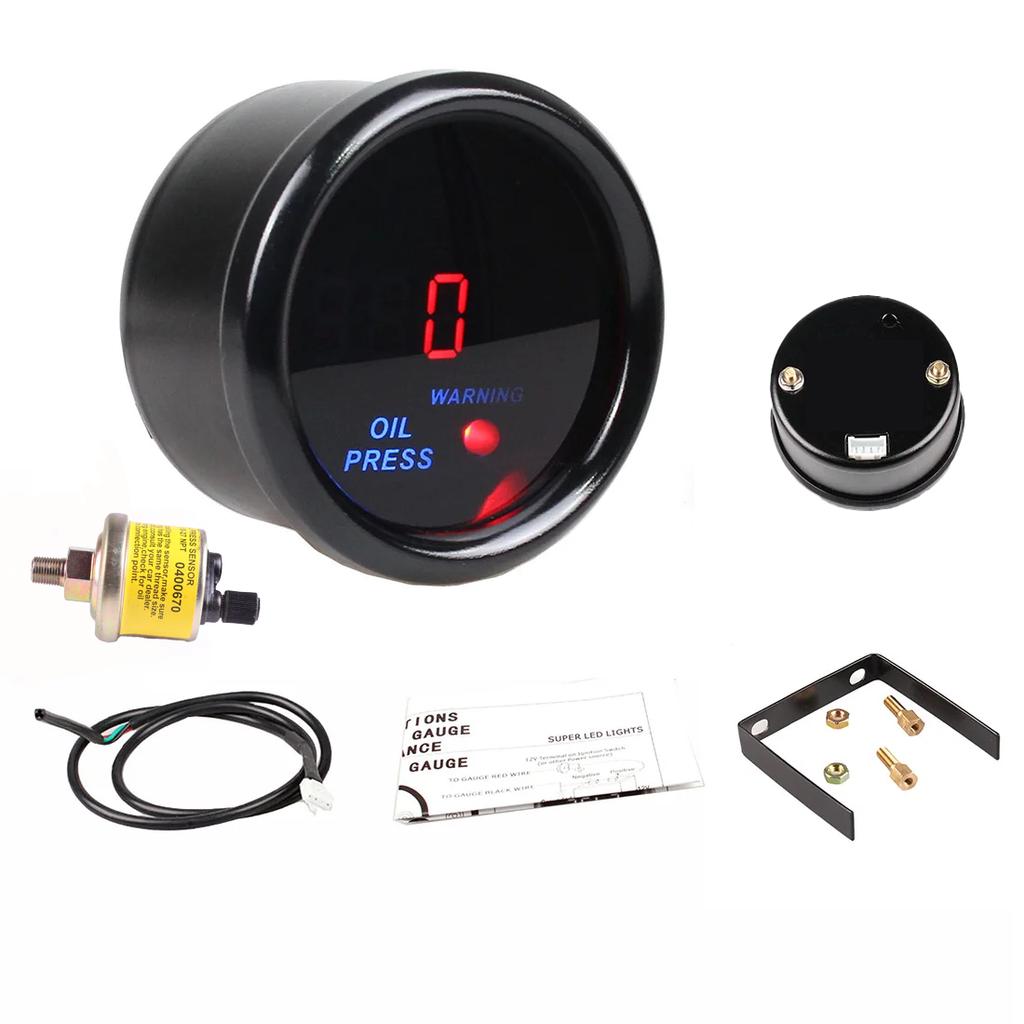 52mm Car Digital Auto Gauge Turbo Boost Bar Oil Pressure Water Temp Tachometer