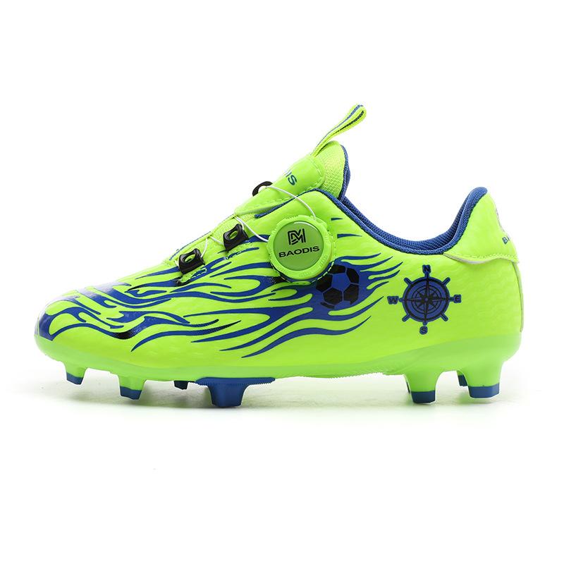 Kinderfußballschuhe Drehverschluss Herren Sporttrainingsschuhe lange Stollen Grundschüler Kunstrasen Kinderschuhe