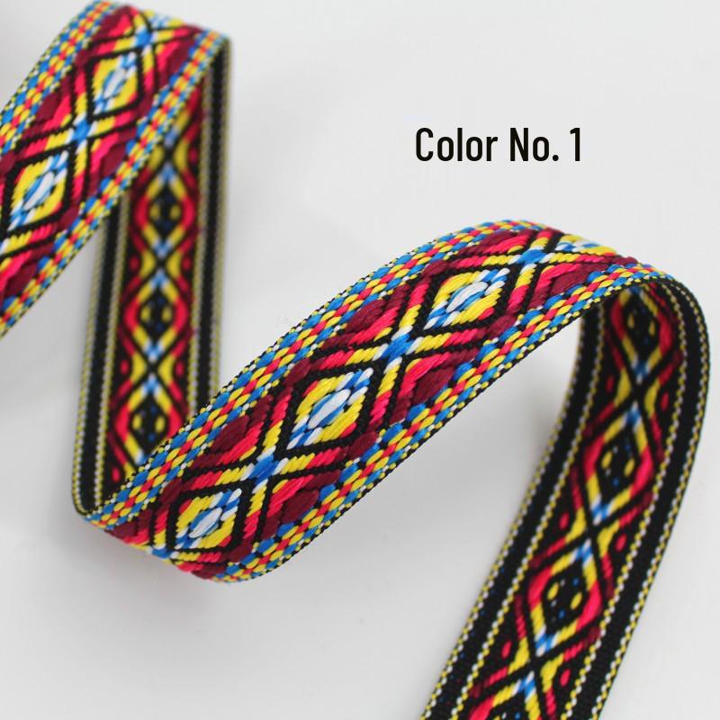 Colorful Ethnic Jacquard Ribbon for Clothing, Shoes, Hats, Packaging, and Decorative Accessories (30-34mm Wide)