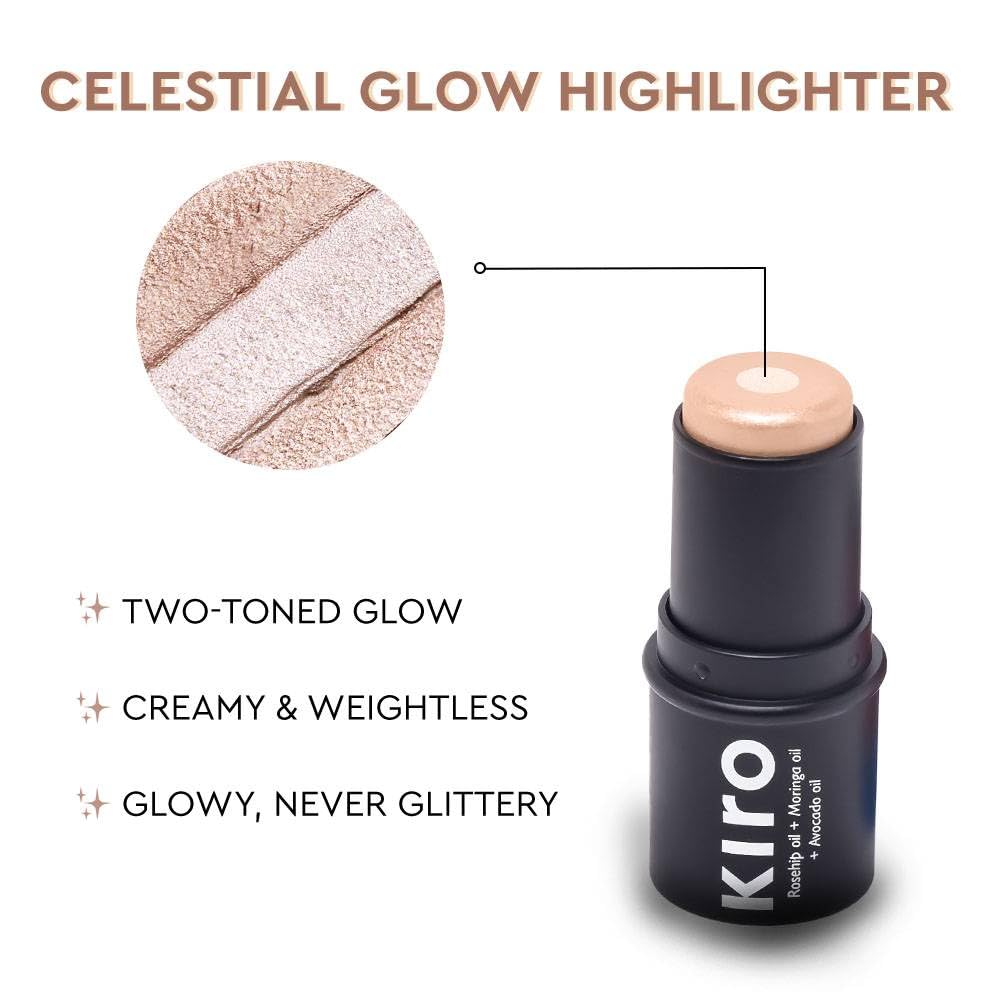 Kiro Wonder Wand Multi-Stick - Celestial Glow, 7.5g | 3-in-1 Stick - Highlighter, Eyeshadow & Lip Tint | Weightless & Long-Lasting | Rosehip, Avoca