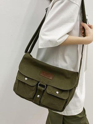 Korean Retro Canvas Bag 2025: Large Capacity, Casual Shoulder/Crossbody for Women