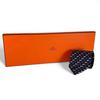 Excellent HERMES Tie Riding Pattern Navy Blue Silk Mens 5658 EA Used