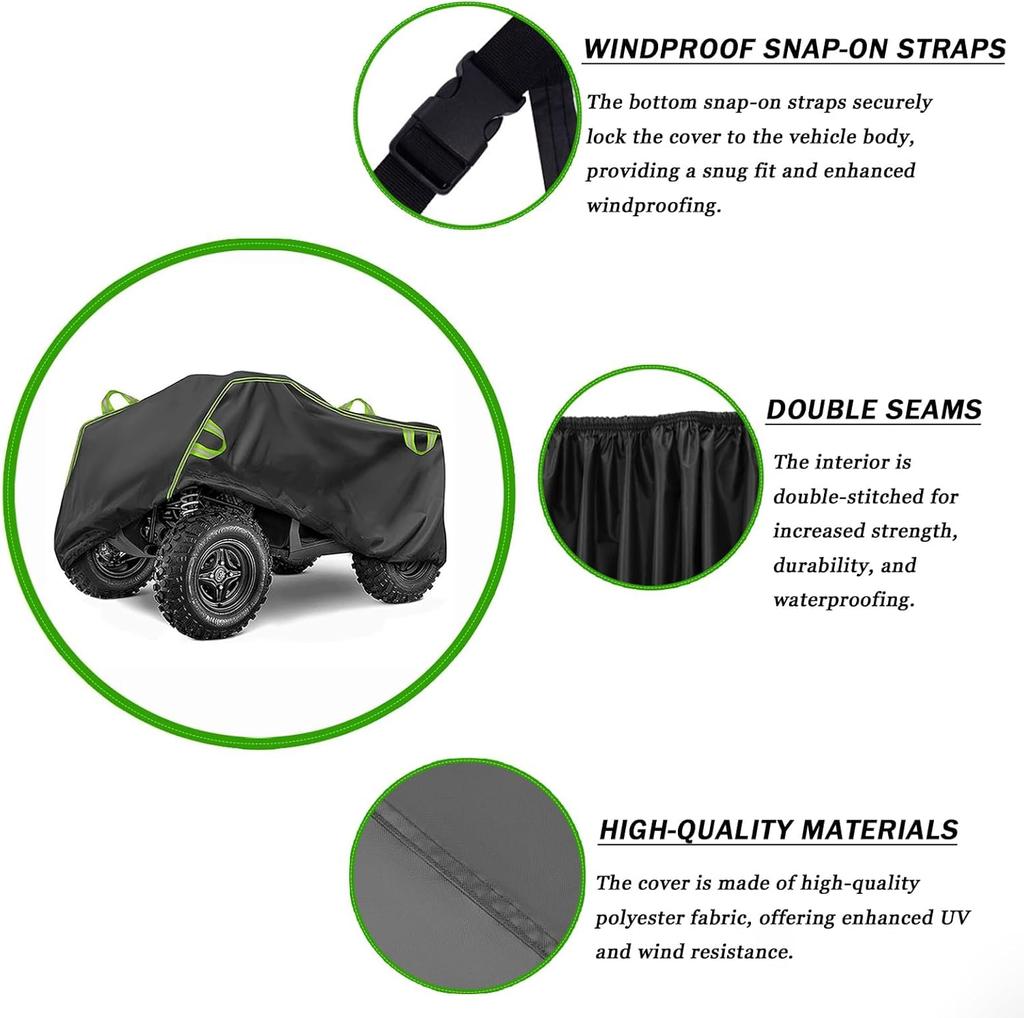 Funda Resistente para ATV para Grizzly 700 EPS 2007–2025 Funda para Quad para Todo Clima Protección de Almacenamiento Exterior para 4 Ruedas Quad Garaje con Elástico He