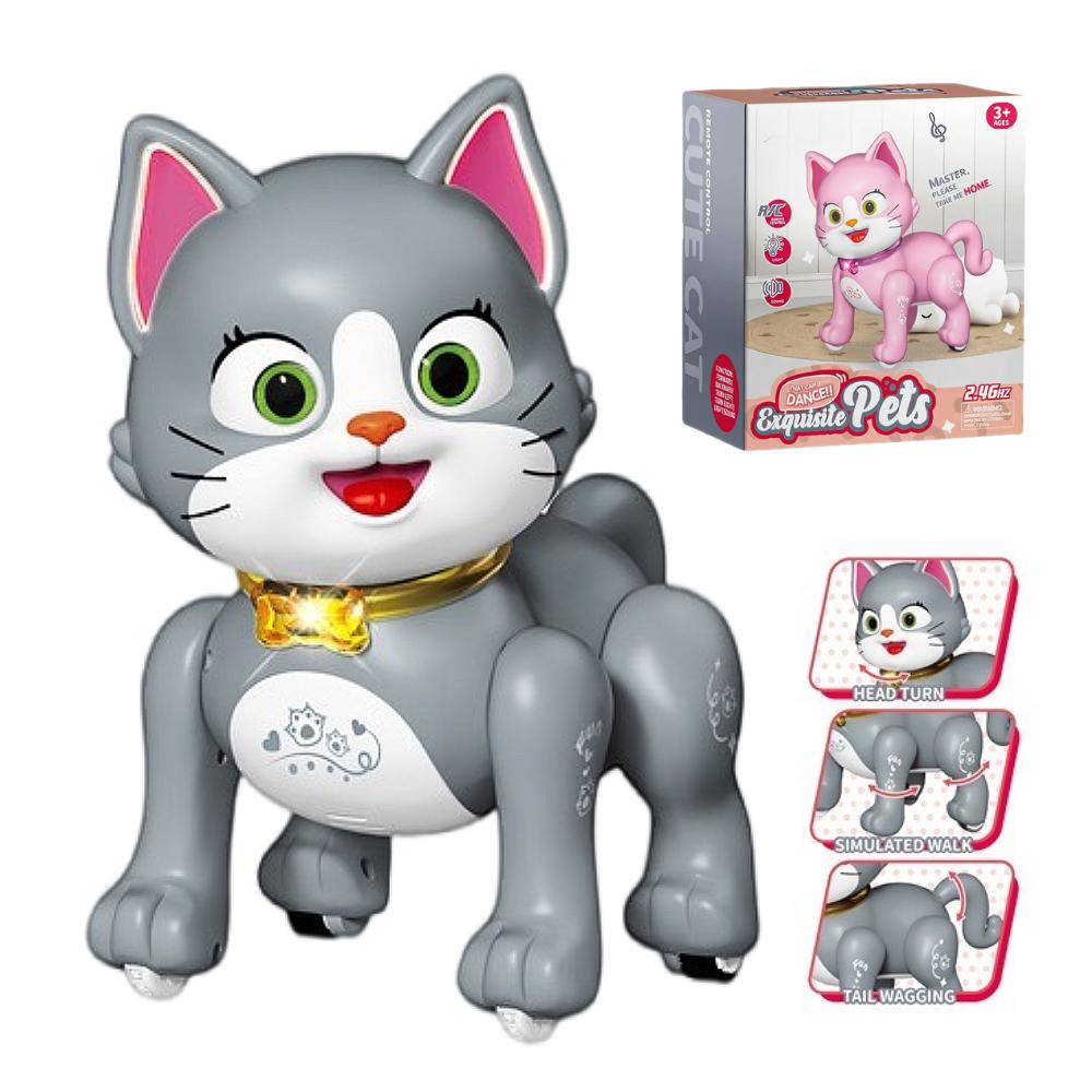 

Adorable Remote Control Robot Dancing Cat, Interactive walking Pet Toy for Kids, LED Rechargeable Toys, Girls birthday Gift