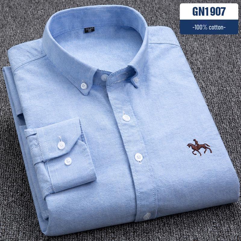 

Чоловіча сорочка Paul зі 100% бавовни в смужку з довгим рукавом Oxford - Весняно-осінній повсякденний топ для середнього віку 45/5XL