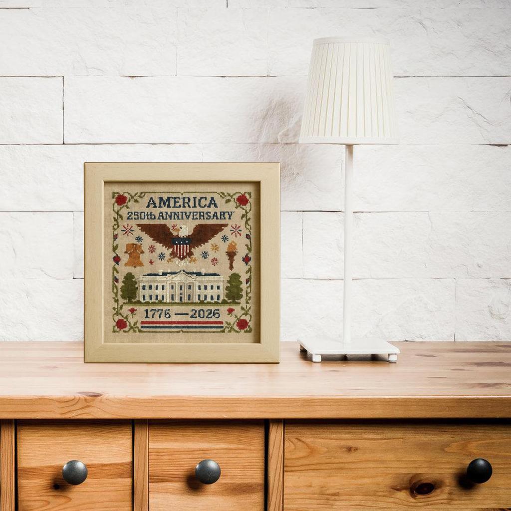 US 250th Anniversary Cross Stitch Kit Personalized Patriotic Cross Stitch Commemorative Embroidery for Beginners Stamped