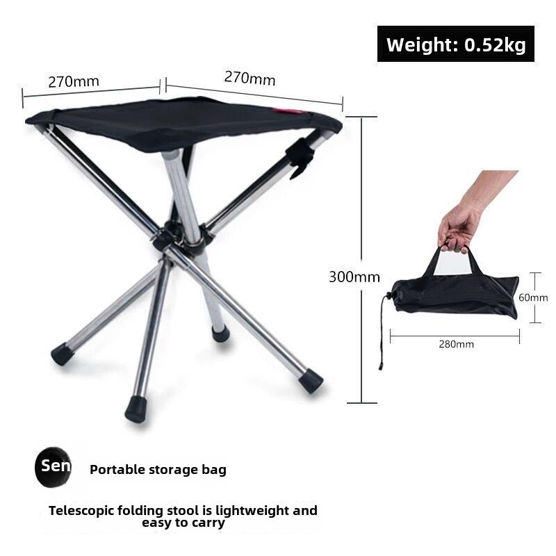 Portable Outdoor Telescopic Folding Camping Chair - Stainless Steel Fishing Stool