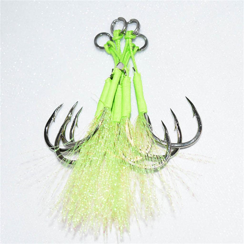 20Pcs Double Fishing Assist Hook Kits Jigs Assist Glow Hook Slow Quickly Fall Jigs Fishing Hook Fishing Gear Accessories