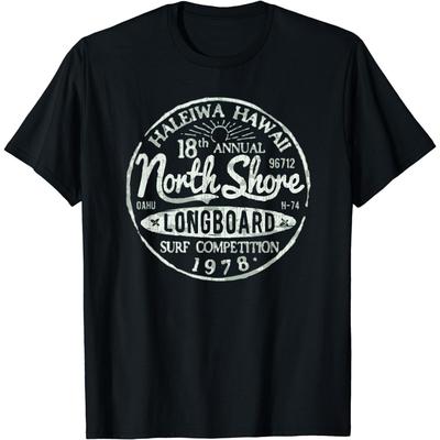 Retro Hawaii Surf Vintage Pacific Beach Long Board Wave T-Shirt