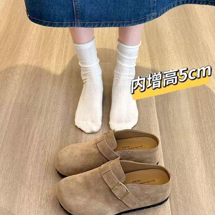 Baotou Half Slippers Women Wear a Pedal Boken Shoes 2025 New Spring and Autumn Fashion Thick Sole Heightening Boken Shoes Women