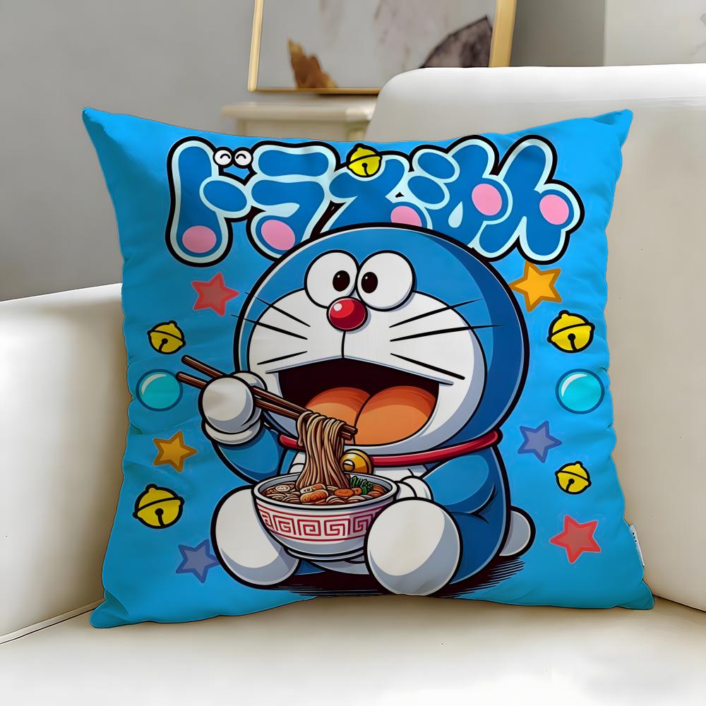 classic anime Doraemon Cushion Cover Soft  EasyWash Pillow Case  Versatile for Couch Bed Travel and Office