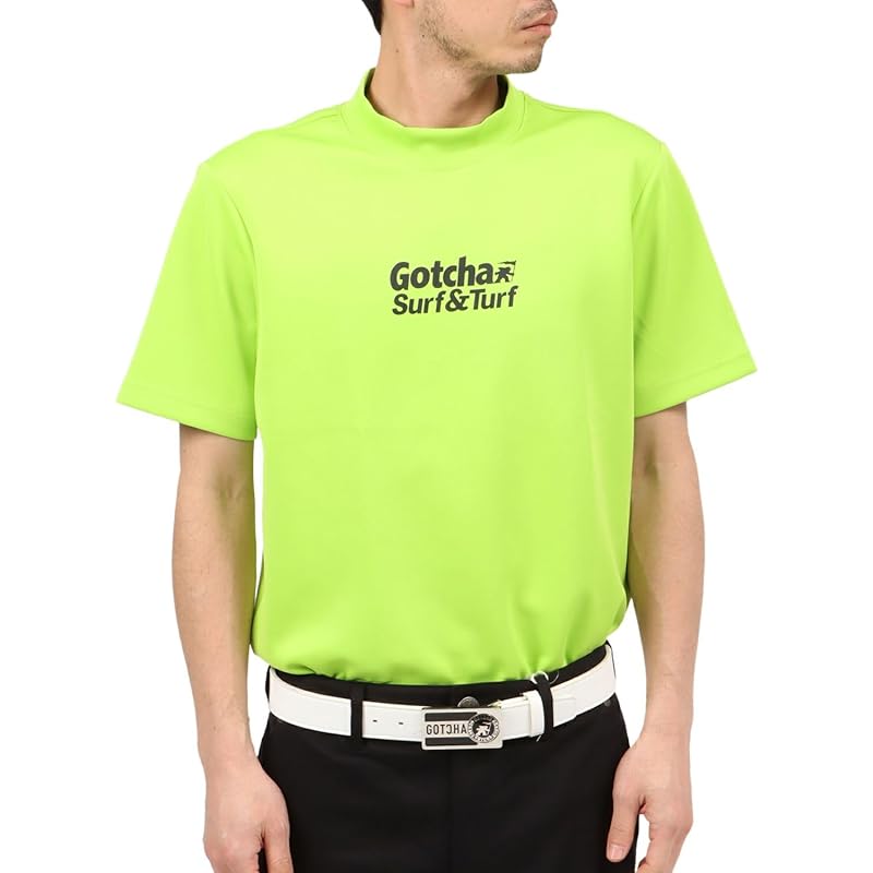 

[Gotcha golf] smooth one tone mock neck T-shirt golf wear men s ladies short sleeve golf shirt stretch dry Water absorption and quick drying