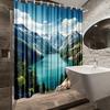 1Pc Scenic Mountain Lake View Shower Curtain For Relaxing Ambiance With Bathroom Decor Polyester Fabric Includes 12 Hooks