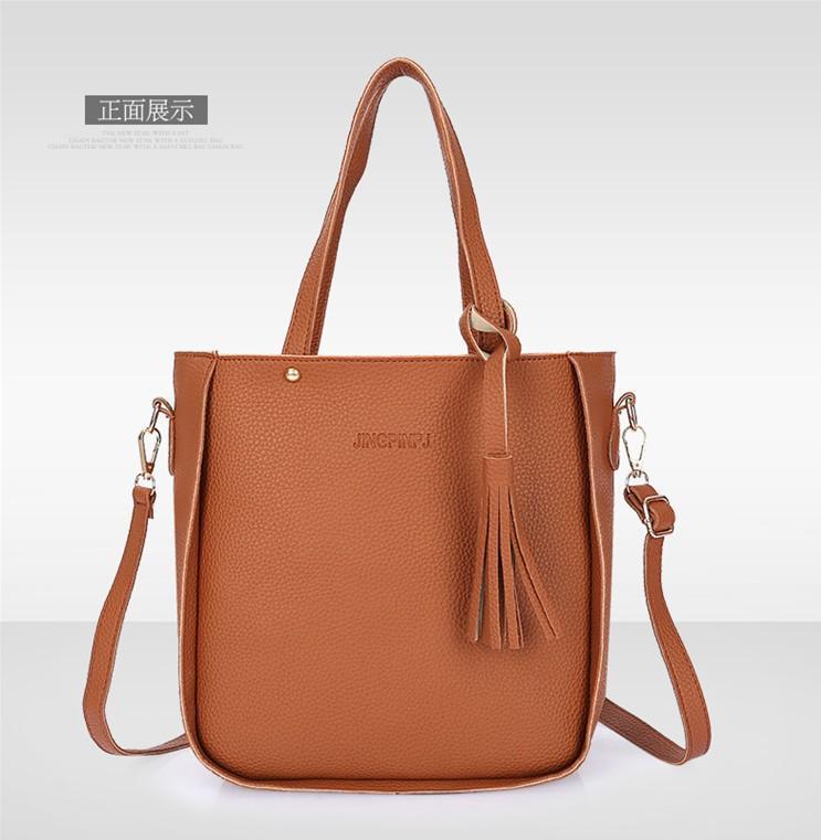 2024 Trendy Child and Mother Bag Four-piece New Korean Version Bucket Tassel Shoulder Bag Handbag Women's Bag Large Bag Messenger Bag