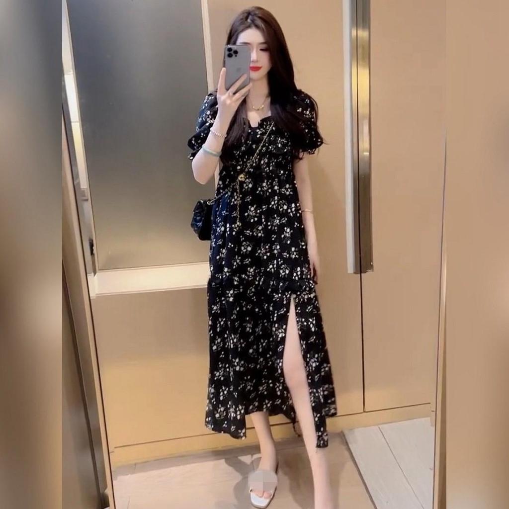 Trendy Women's Summer Cardigan Set: Slimming Sun Protection, Floral Camisole Dress & Slit Long Skirt