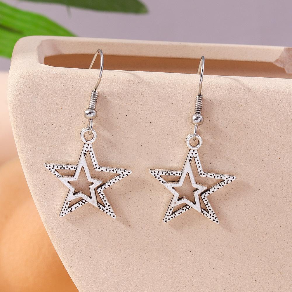 

Fashion Hip hop Simple Design Copper Color Hollow Star Pendant Earrings Women Vintage Earrings Gifts for Girls Female