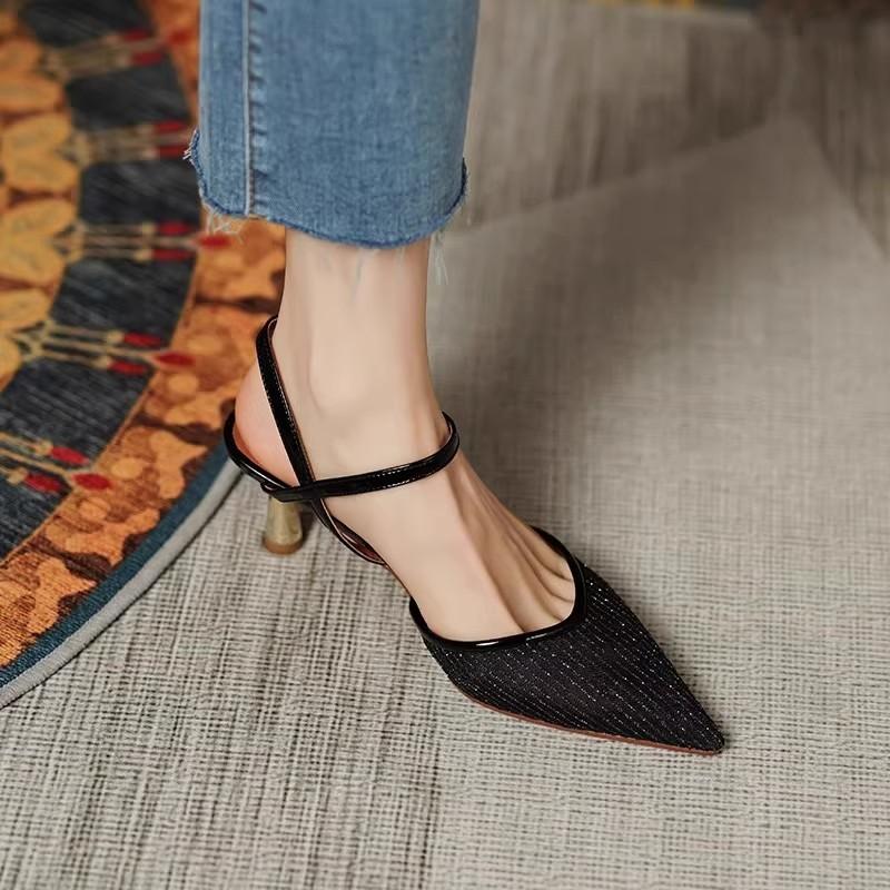 Fashion 2025 Mesh Buckle Strap Women's Slingbacks High Heels Fashion Pointed Toe Breathable Thin Heels Pumps Dress & Daily Brand Sandals