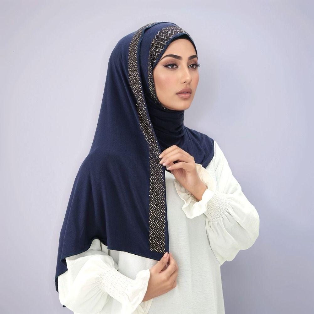 Shinny Hijab Scarf Solid Color Turban Bandana New Headband Headscarf  For Women