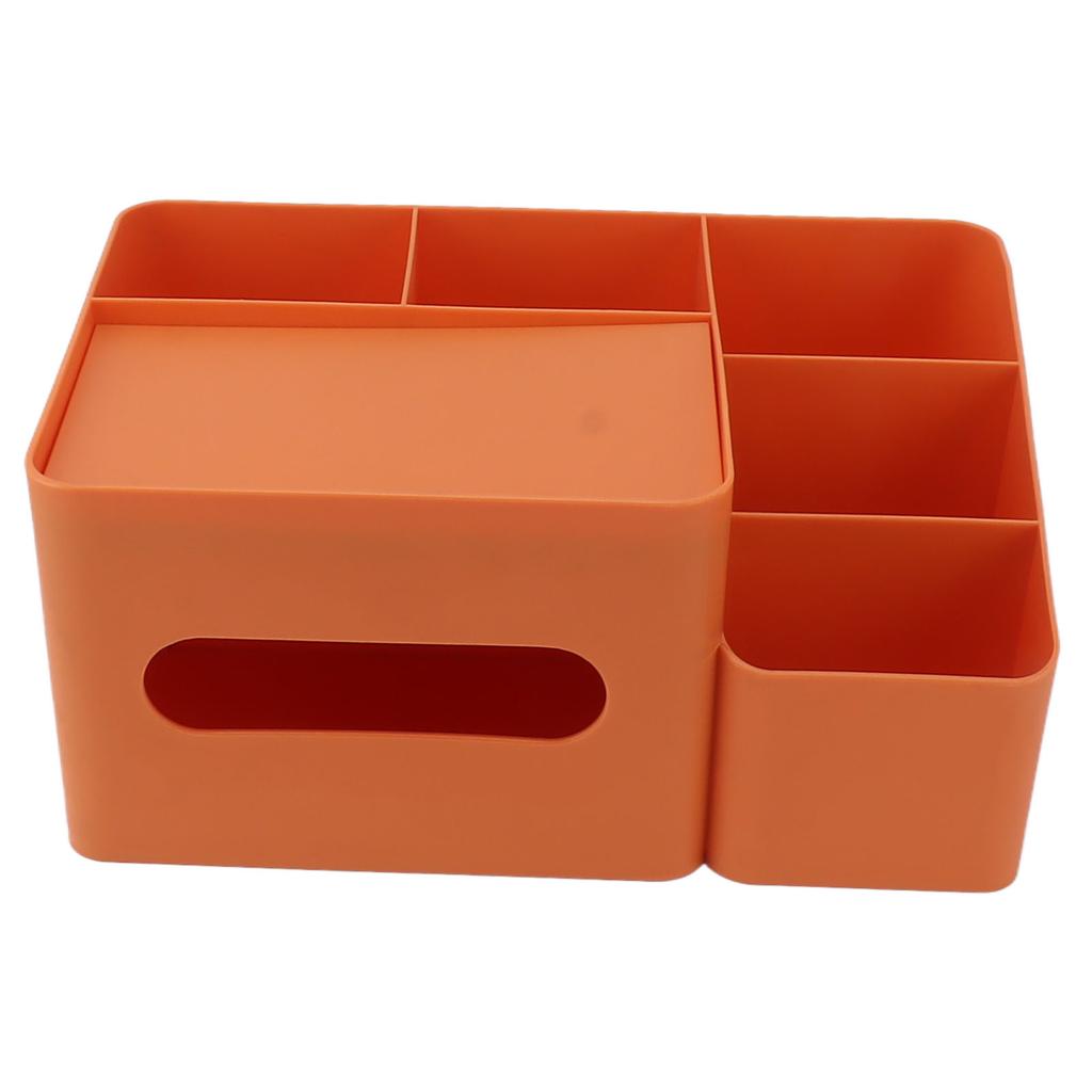 Taschentuchbox-Organizer mit Deckel Kunststoff Exquisite glatte Oberfläche Taschentuch-Schreibtisch-Organizer für Zuhause Büro Orange
