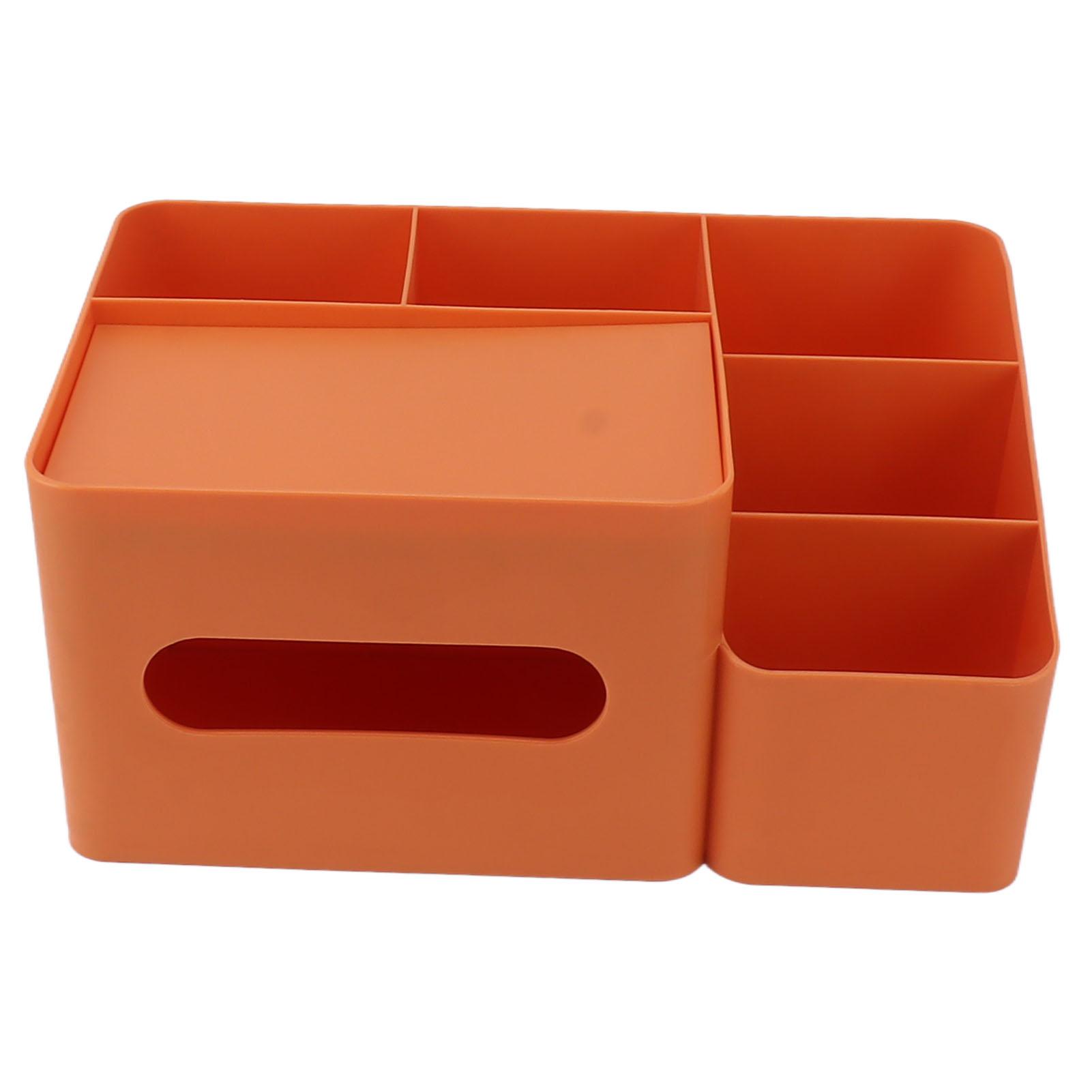 

Tissue Box Organizer with Lid Plastic Exquisite Smooth Surface Tissue Desk Organizer for Home Office Orange помаранчевий
