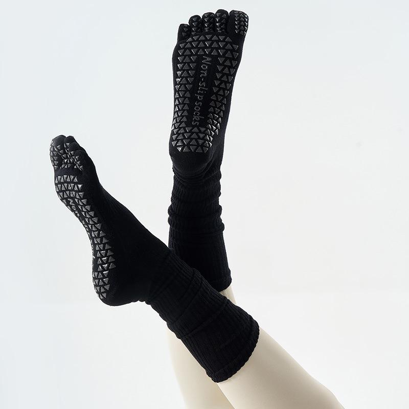 Dual-Use Non-Slip Extra-Long Five-Toe Cotton High-Top Women's Yoga Socks