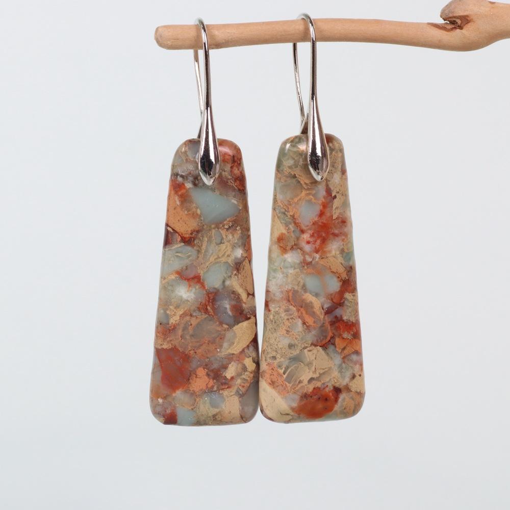 Богемный этнический винтажный натуральный камень шушань бисерные серьги драгоценный камень голубой нефрит лечебные висячие серьги для женщин