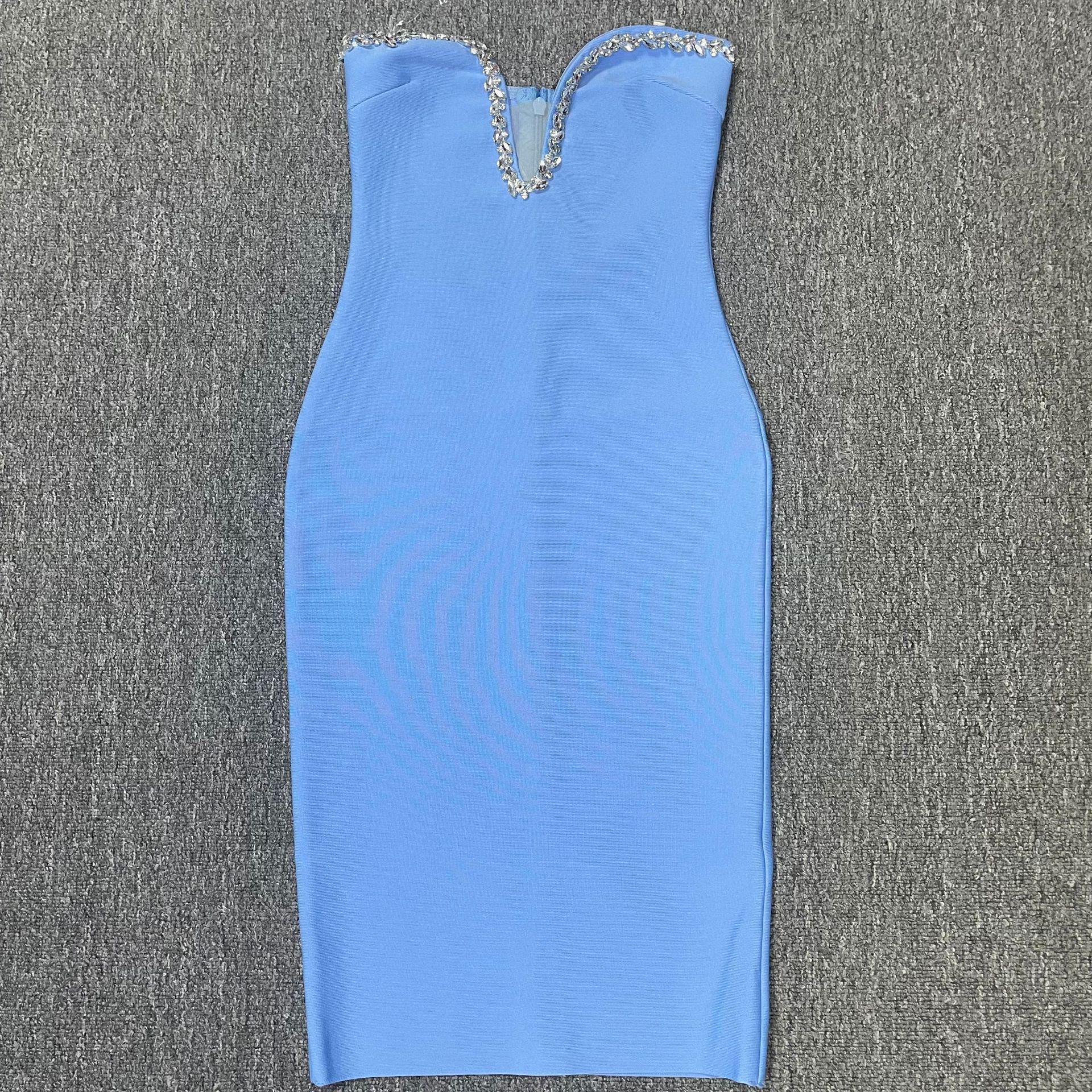 

Элегантное вечернее платье-бандаж со стразами Medium небесно-голубой