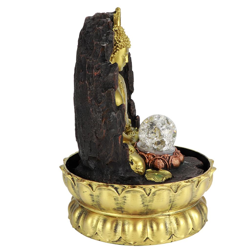 Resin Water Fountain Ornaments Meditating Buddha Statue LED Lighted Tabletop Fountain Home