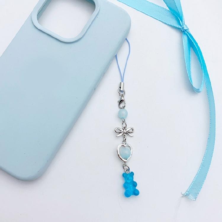 Cute Bear Bowknot Bead Pendants Phone Charm Straps Lanyard Purse Accessories