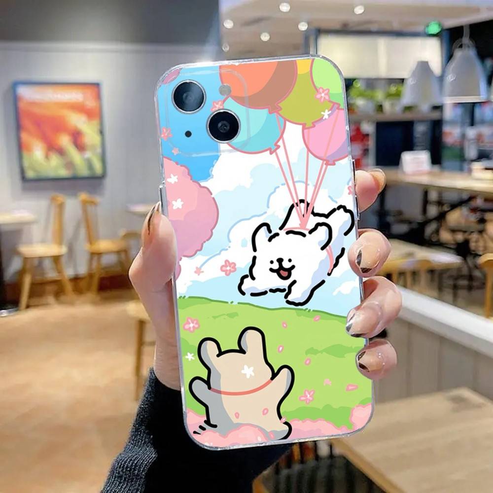 Line Puppy Cute Maltese Phone Case For iPhone 16,15,14,13,12,11 Pro,Max,Plus,X,XS,XR,SE,Mini Transparent Silicone Soft