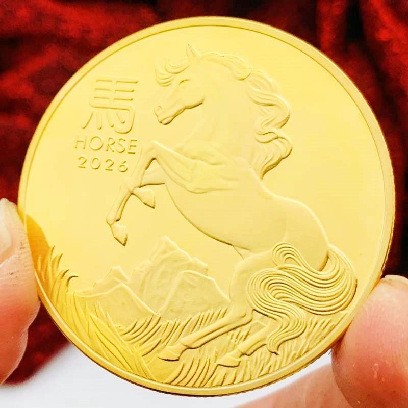 2026 Australian zodiac horse, silver plated color printed commemorative medal, creative ornament, bracket, zodiac year coin, gift coin