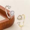 Luxury Cubic Zirconia Heart Shaped Opening Adjustable Rings for Women Personality Love Charms Ring Wedding Jewelry Accessories .