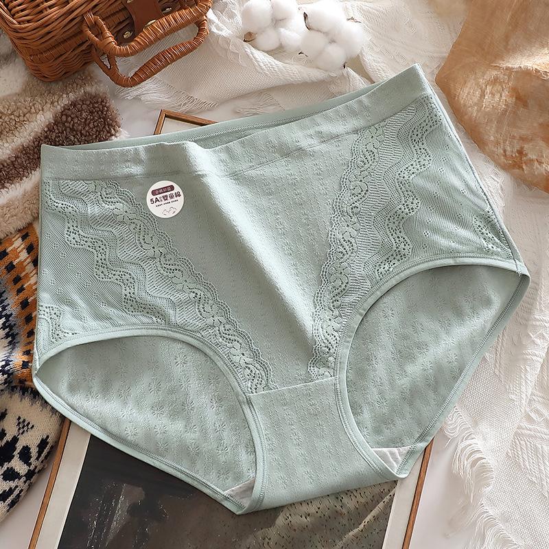 Plus-Size Women's Pure Cotton High-Waisted Underwear, Jacquard Fabric, 5A Antibacterial Crotch, Breathable and Comfortable