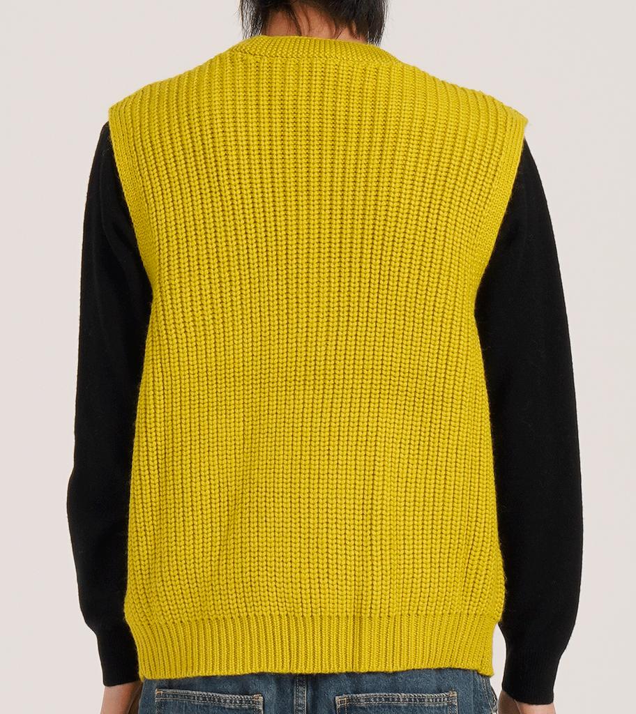 Button Seoul Heavy Knit Vest Cardigan (Yellow)