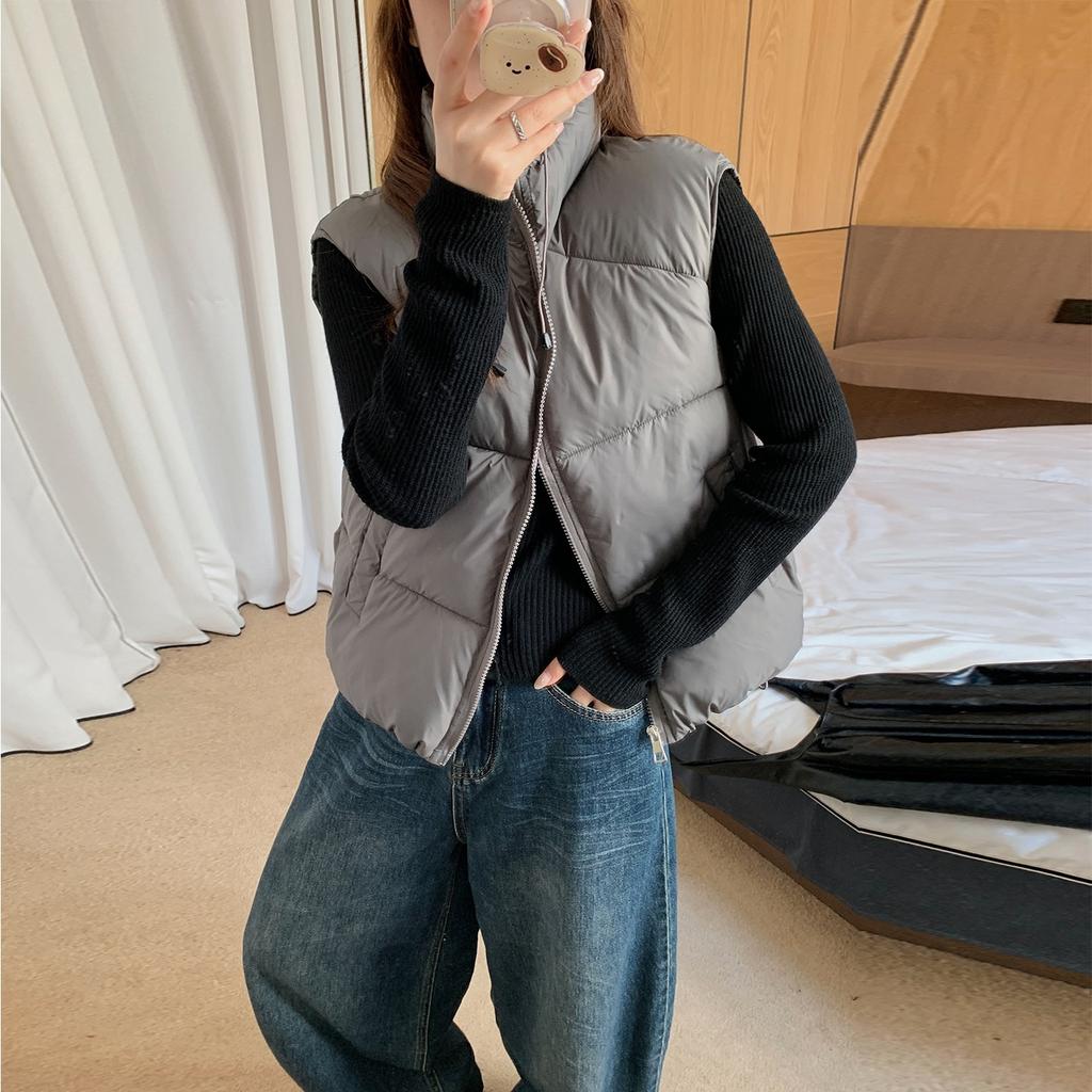 Vest Vest Stacked Cotton Clothes, Vest Jacket Versatile Ins Autumn and Winter Fashion Stand-up Collar Top Women's New Models
