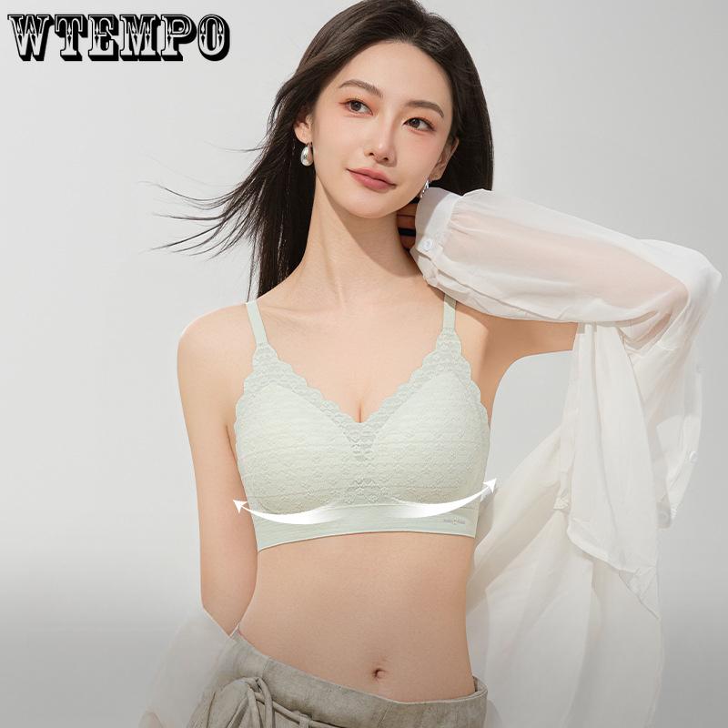 Lace Invisible Bra Women's Breathable Underwear Women's Gathering Bra One-piece Fixed Cup Soft Support Bra Push Up Bra