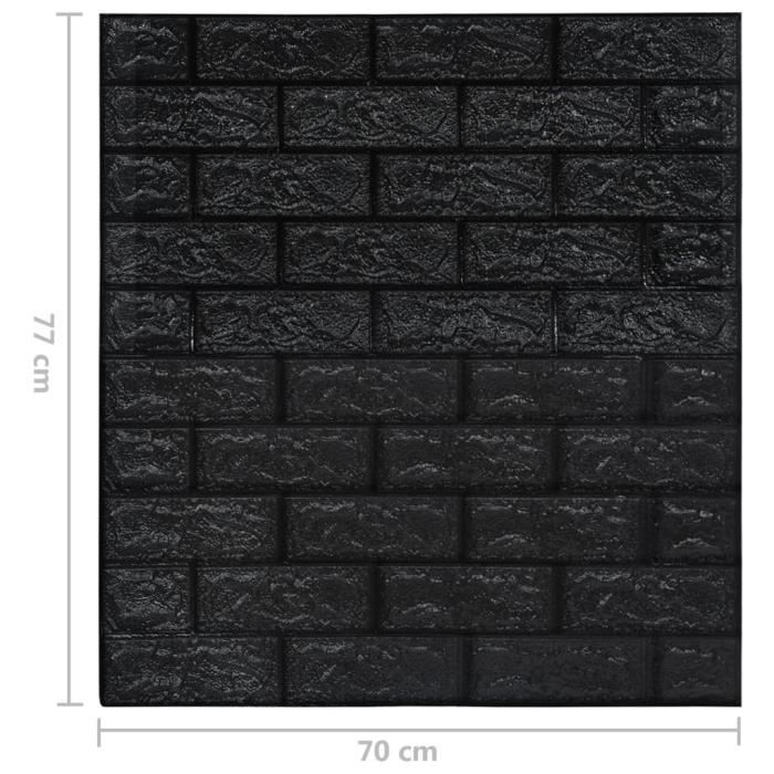 VidaXL Papier peint 3D autoadhésif Briques 10 pcs Noir