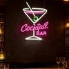 Vintage Neon Cocktail Bar Sign - Retro City Skyline Metal Art with Colorful Glow, Perfect for Home Pub & Cafe Decor