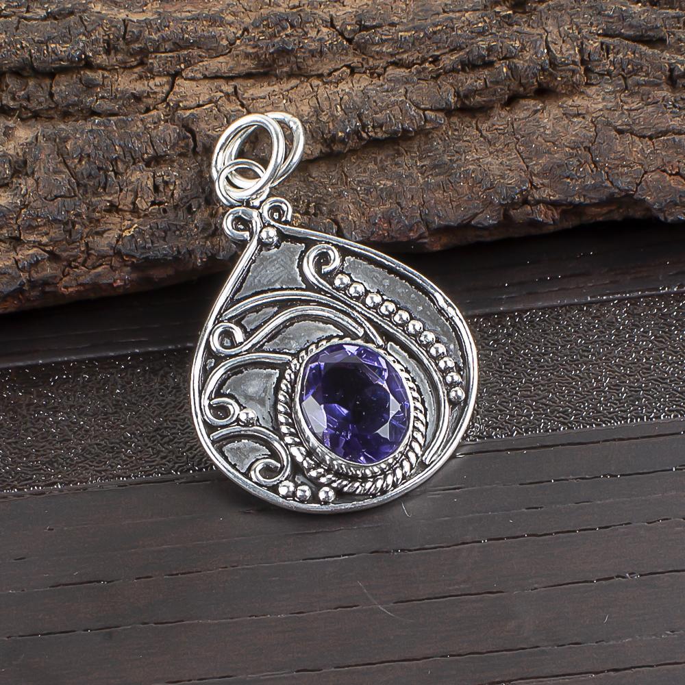 Iolite Pendant Gemstone Jewelry, 925 Solid Sterling Silver Pendant, Handmade Jewelry Birthstone Pendant, Gift For Her