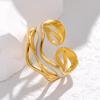 Anello in Acciaio Titanio Placcato Oro - Elegante Stile Ins da Donna con Sensazione di Alta Gamma e Design Semplice, Influenza Europea e Americana.