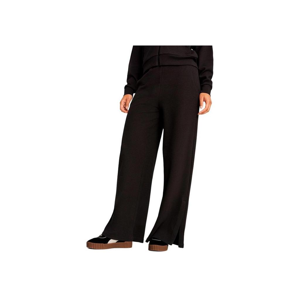 PUMA Fashionable Breathable Comfortable Versatile Knitted Sports Pants Women bottoms Black 687717-01