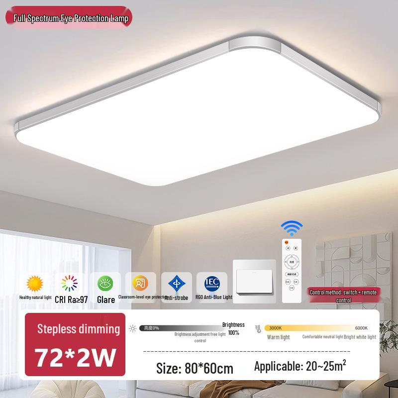 Full Spectrum LED Ceiling Light - Modern Rectangular Fixture for Living Room, Bedroom, Dining Room, Study.