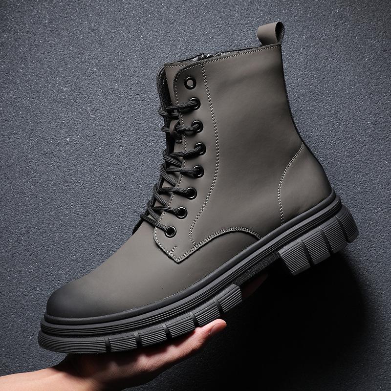 Fashion England Style Men Fashion Original Leather Boots Lace-up Platform Shoes Cowboy Autumn Winter Boot Tooling Work Ankle Botas Male